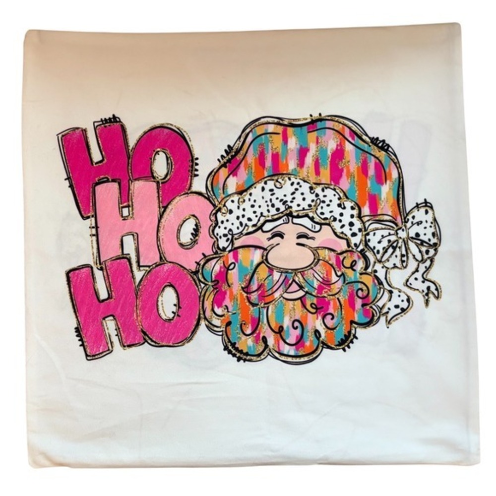 NEW Santa‎ Claus Ho Ho Ho Festive Christmas Pillow Cover Case Holiday